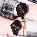 Simple Dial Leather Strap Women's Watch
