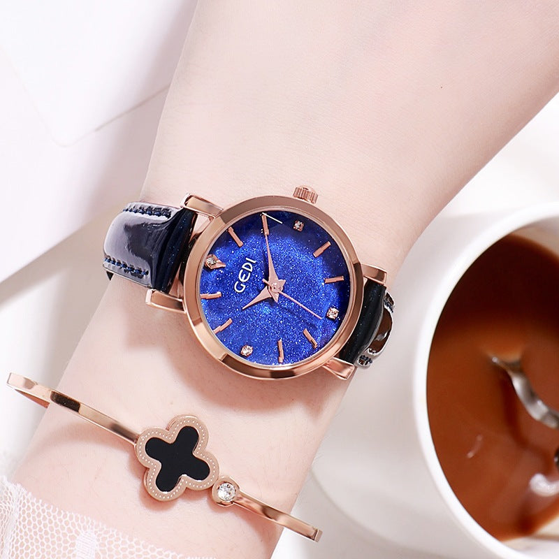 Starry Dial Leather Strap Women's watch
