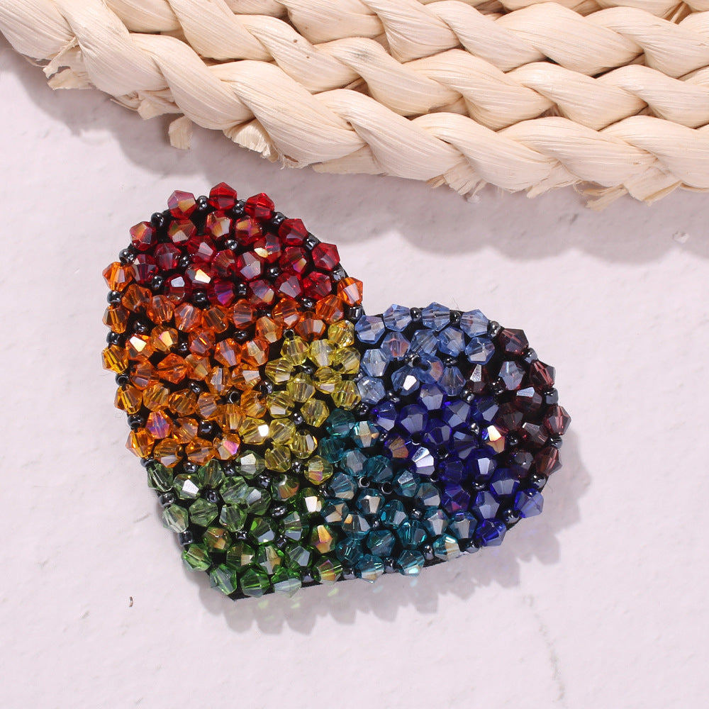 Heart Shape Colorful Rice Beads Hair Clip