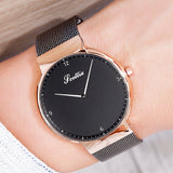 Women's Watch Black gilt dial milan strap simple couple watch
