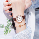 Women's Watch Irregular Mirror large dial Leather Strap simple watch