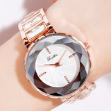 Women's Wristwatch Irregular Mirror purple large dial stainless steel strap elegant watch