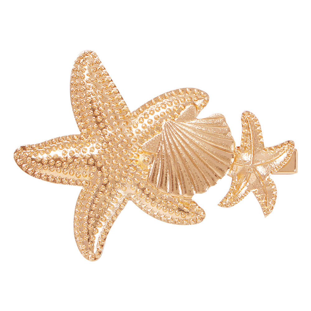 Starfish Shell Pattern Imitation Pearl Hair Clip