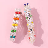 English Letter Pattern Pearl Hair Clip