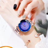 Women's Wristwatch Irregular Mirror purple large dial stainless steel strap elegant watch