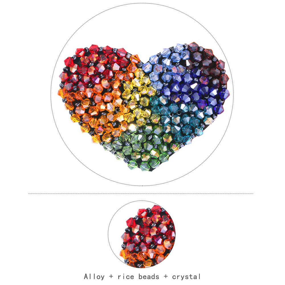 Heart Shape Colorful Rice Beads Hair Clip