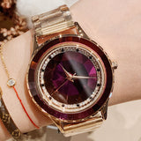 Women's Watch Irregular Mirror green diamond large dial Stainless Steel Strap elegant watch