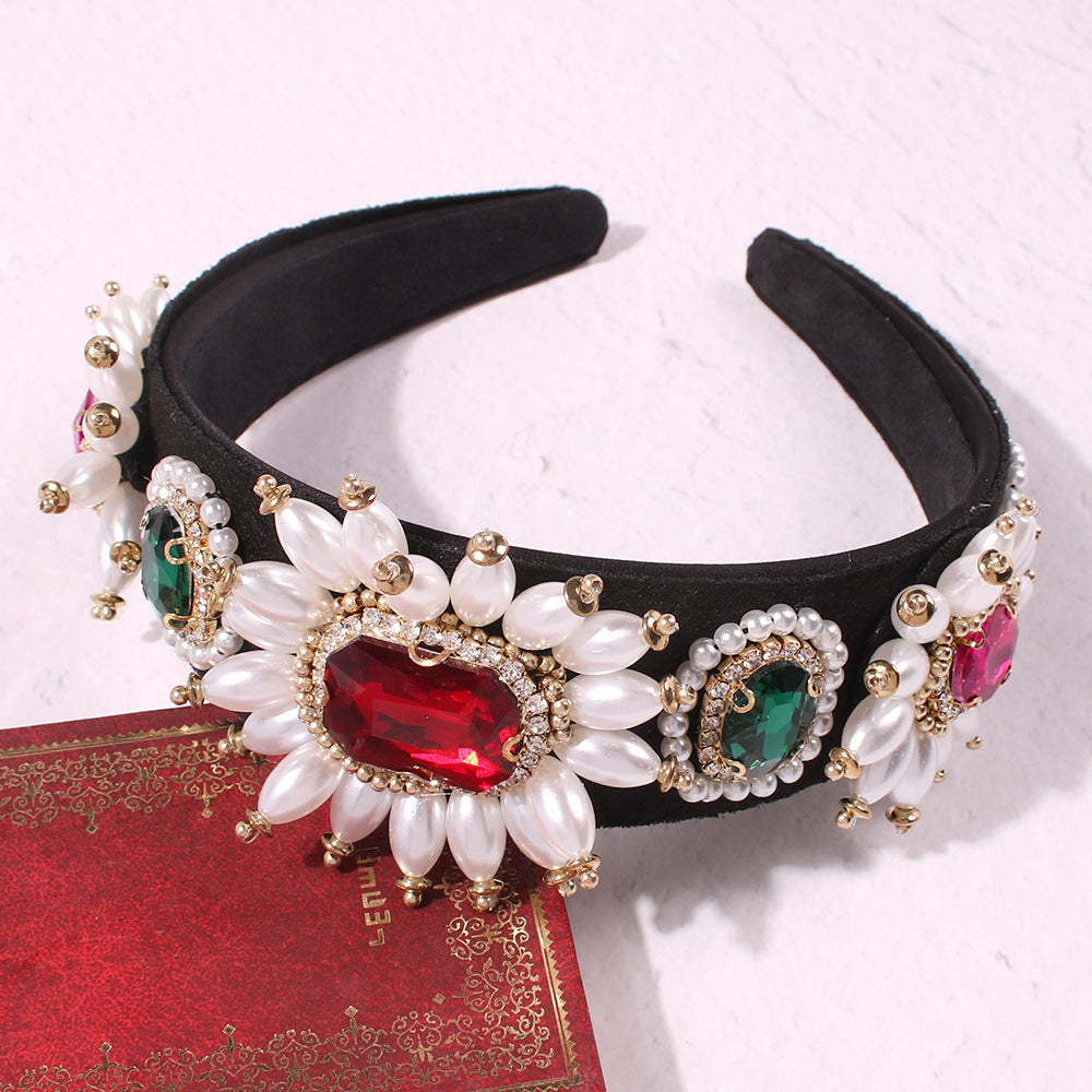 Luxury Gemstone Pearl Tassel Baroque Fashion Headband