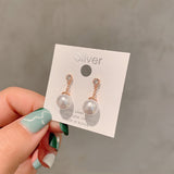 S925 Silver Needle Skinny Pearl Earring Earring Pendant