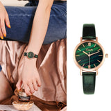 Women's Watch Green aurora dial leather strap cool summer watch