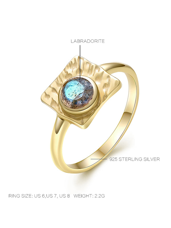 Golden Square Labradorite Ring