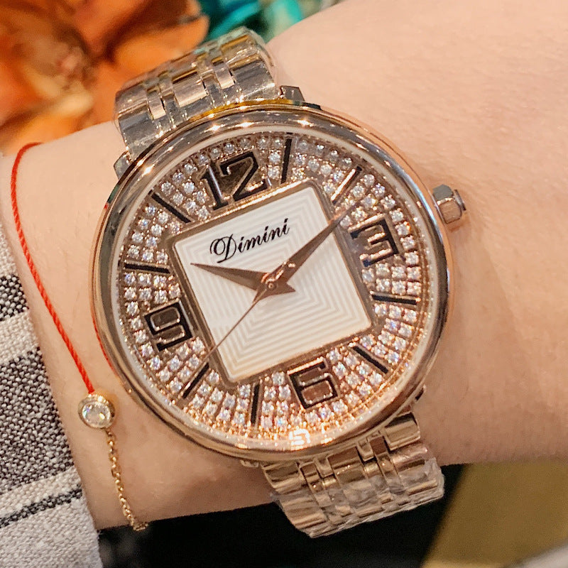 Women's Watches Gold Diamond Large Dial Stainless Steel Strap elegant watch