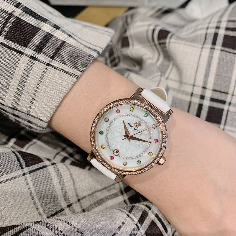 Colorful Diamond With Calendar Women's Watch