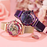 Rotatable Rose Pattern Dial Women's Watch