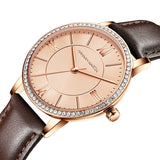 Round Dial Leather Strap Women's Watch