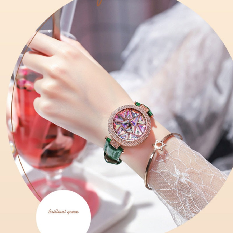 Rotatable Colorful Dial Rhinestone Women's Watch
