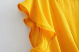 Women's Lotus Leaf Sleeve Tied Shirt Cotton Hemp Low Chest V-Collar Shirt