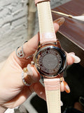 Big Turntable Leather Women's Watch