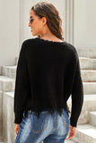 Black Tainted Love Cotton Distressed Sweater