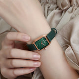 Simple temperament square green women's Watch