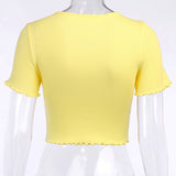 Summer women's round collar short-sleeved single-breasted cardigan T-shirt