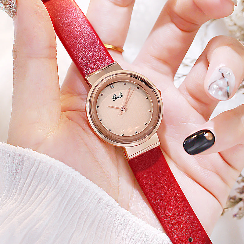 Simple large-cap leather lady's watch