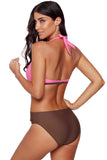 Rosy Push-up Halter One-piece Swimwear