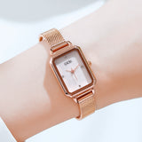 Fashionable quartz retro square mesh belt waterproof women's Watch