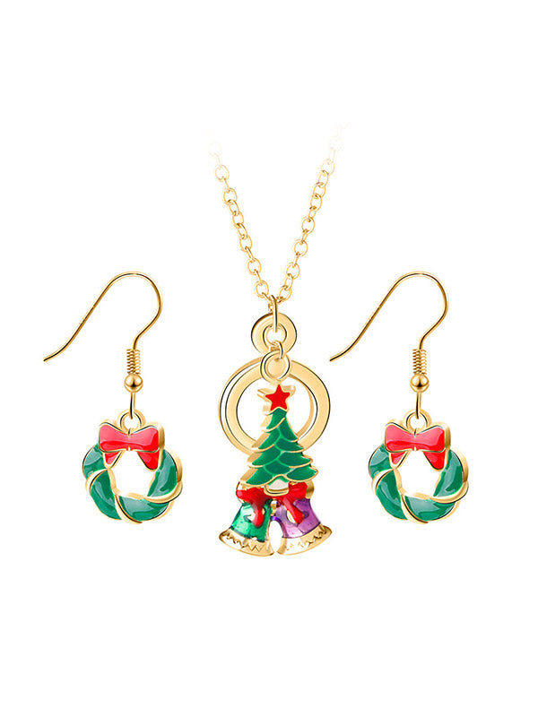 Snowflak/Bell/Christmas Tree Necklace&Earrings Set
