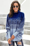 Sky Blue Ombre Thick Knit Poncho Style Sweater