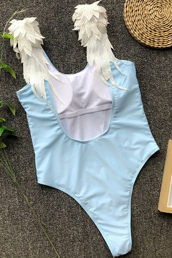 Angel's Wings Monochrome One-piece Swimsuit