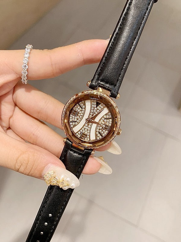 Personality Shell Dial Leather Belt Women's Watch