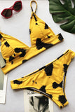 Yellow Leopard Print Sexy Swimsuit