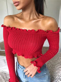 Simple Boat Neck Long Sleeve Top