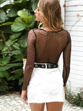 V-neck Perspective Lace Open Back Top