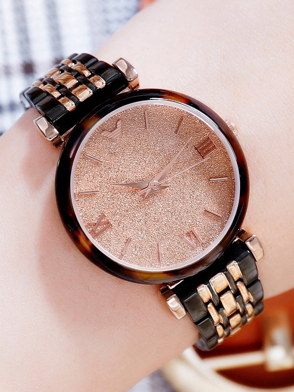 Women's Watch pink dial stainless steel strap new trend simple style watch