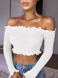 Simple Boat Neck Long Sleeve Top