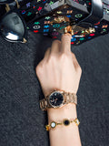 Women's  Wristwatch golden round dial Stainless Steel Strap simple watch