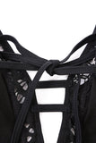 Black Lace Hollow Out Padded Maillot Swimsuit
