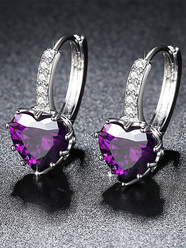 Heart-shaped Zircon Earrings