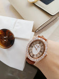 Diamond Oval Leather Women's Watch