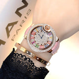 Colorful Roman Numerals Leather Strap Women's Watch