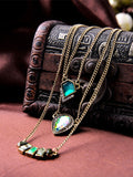 Three-layer Green Necklace