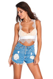 White Fringe Lace Nude Illusion Padded Bralette Top