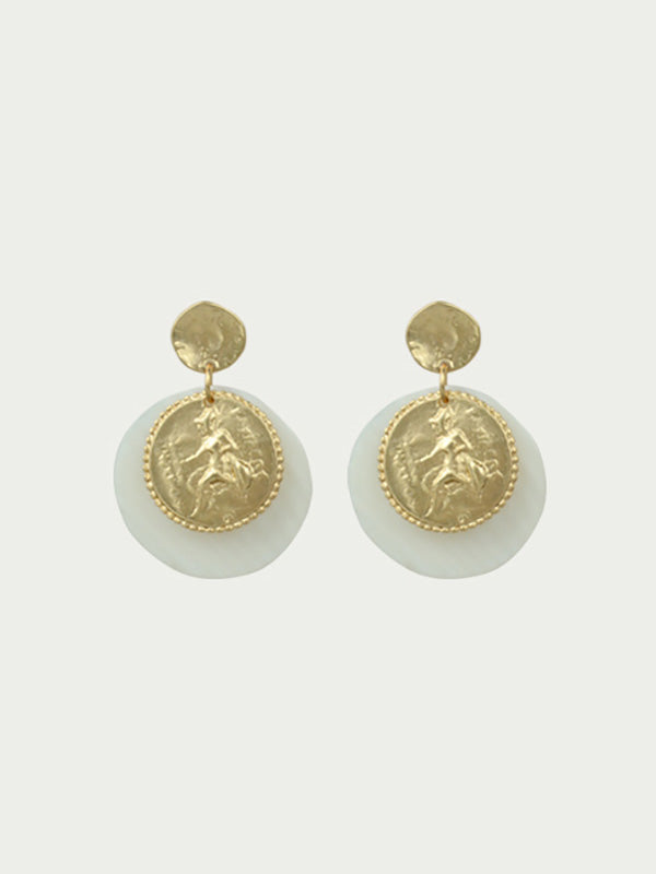 Natural shell round earring
