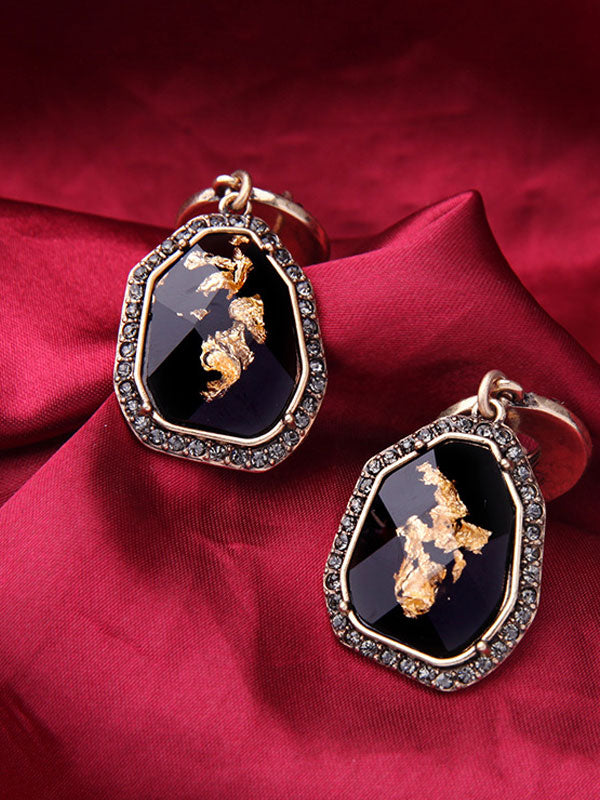 Broken Gold Gemstone Irregular Earrings