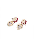Red Flower Heart-shaped Earrings