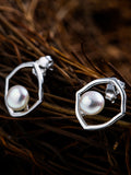 Simple Geometry Pearl Earrings