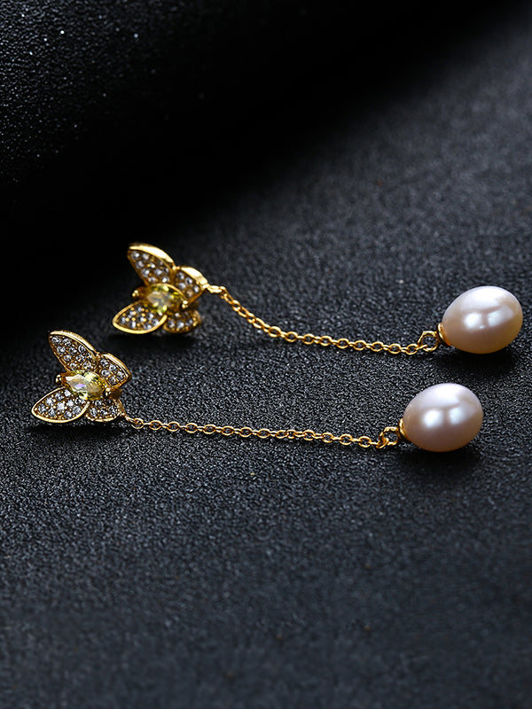 Butterfly Pattern Sterling Silver Earrings