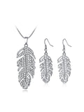 Leaf Pattern Rhinestone Necklace Earring Set